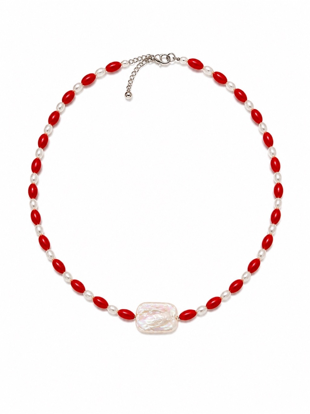 Handmade Carnelian & Freshwater Pearl Necklace Baroque Pearl Pendant NWT